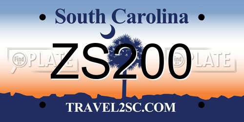 ZS200 South Carolina License Plate