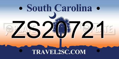 ZS20721 South Carolina License Plate