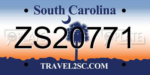 ZS20771 South Carolina License Plate