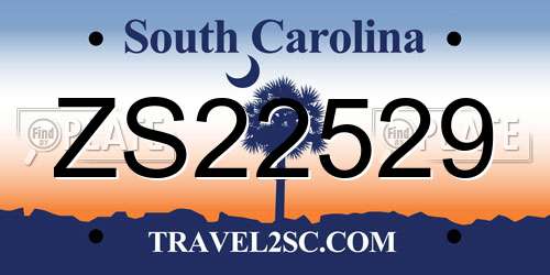 ZS22529 South Carolina License Plate
