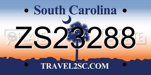 ZS23288 South Carolina License Plate
