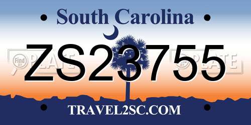 ZS23755 South Carolina License Plate