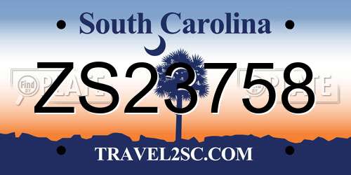 ZS23758 South Carolina License Plate