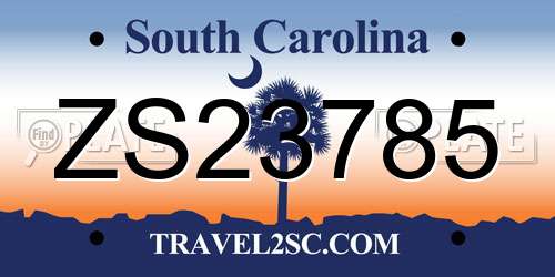 ZS23785 South Carolina License Plate
