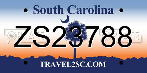 ZS23788 South Carolina License Plate