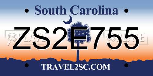 ZS2E755 South Carolina License Plate