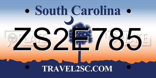 ZS2E785 South Carolina License Plate