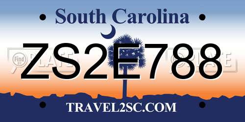 ZS2E788 South Carolina License Plate