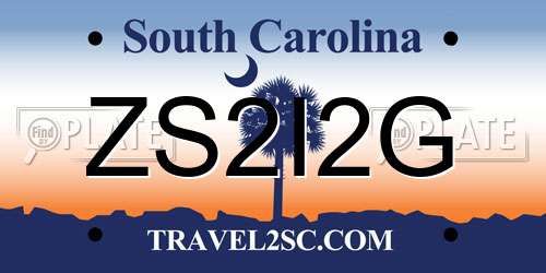 ZS2I2G South Carolina License Plate