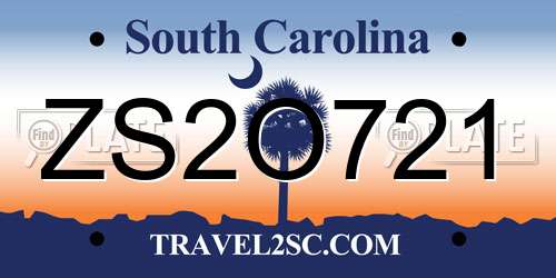 ZS2O721 South Carolina License Plate
