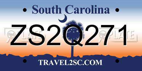 ZS2Q271 South Carolina License Plate
