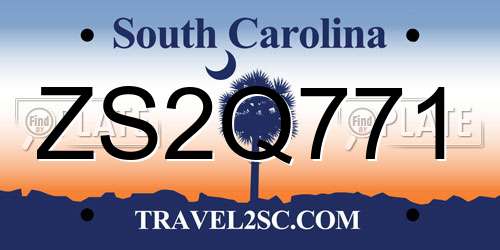 ZS2Q771 South Carolina License Plate