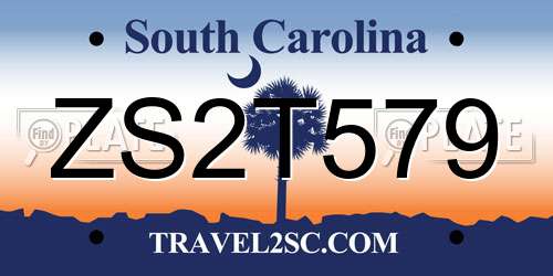 ZS2T579 South Carolina License Plate