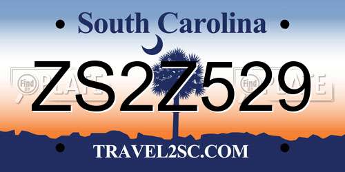 ZS2Z529 South Carolina License Plate
