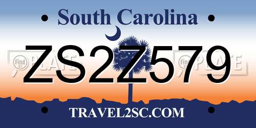 ZS2Z579 South Carolina License Plate