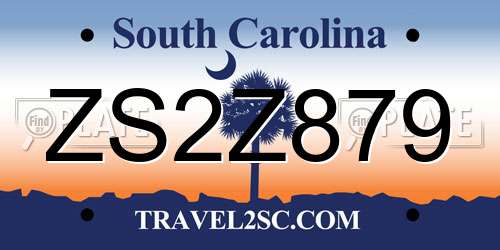 ZS2Z879 South Carolina License Plate