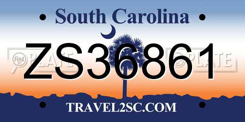 ZS36861 South Carolina License Plate