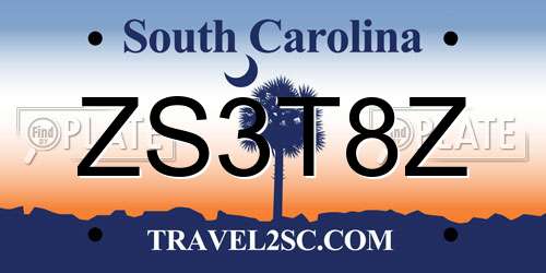 ZS3T8Z South Carolina License Plate