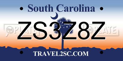 ZS3Z8Z South Carolina License Plate
