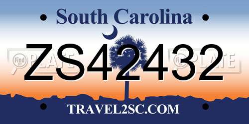ZS42432 South Carolina License Plate