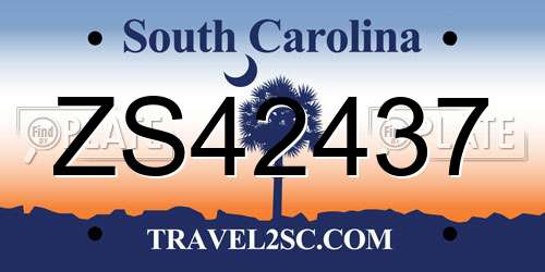 ZS42437 South Carolina License Plate