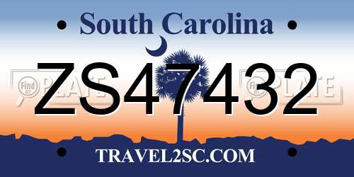 ZS47432 South Carolina License Plate