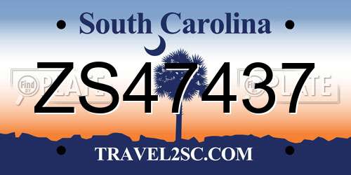 ZS47437 South Carolina License Plate