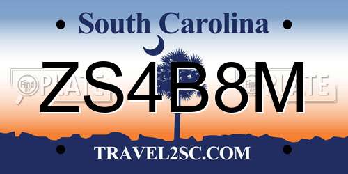 ZS4B8M South Carolina License Plate