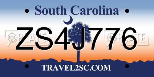 ZS4J776 South Carolina License Plate