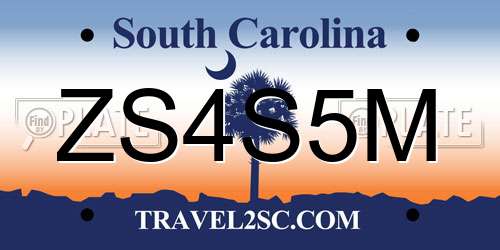 ZS4S5M South Carolina License Plate