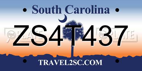 ZS4T437 South Carolina License Plate