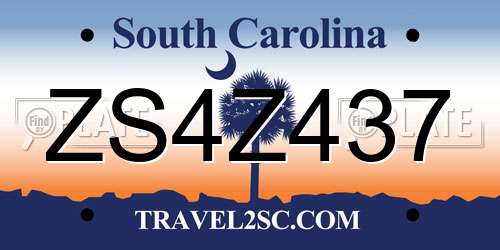 ZS4Z437 South Carolina License Plate