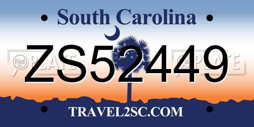 ZS52449 South Carolina License Plate