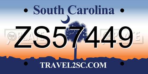 ZS57449 South Carolina License Plate