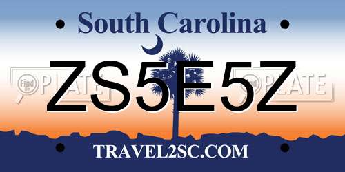 ZS5E5Z South Carolina License Plate