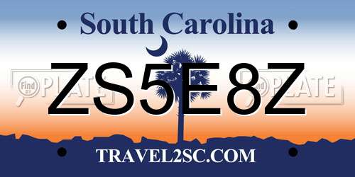 ZS5E8Z South Carolina License Plate