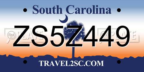ZS5Z449 South Carolina License Plate