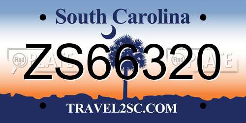 ZS66320 South Carolina License Plate