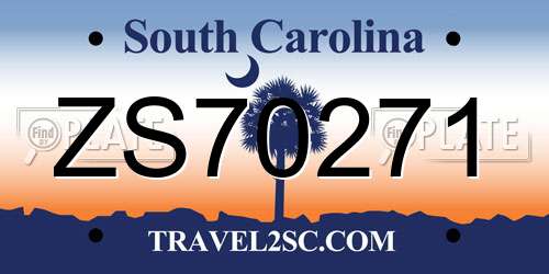 ZS70271 South Carolina License Plate