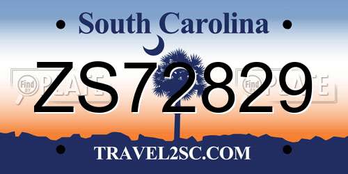 ZS72829 South Carolina License Plate