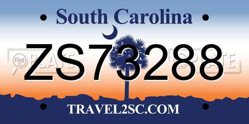 ZS73288 South Carolina License Plate