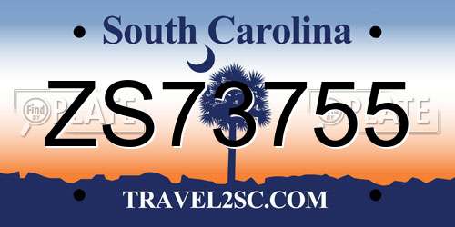 ZS73755 South Carolina License Plate