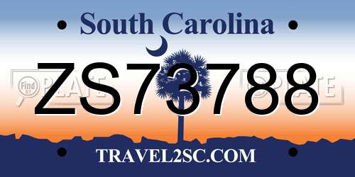 ZS73788 South Carolina License Plate