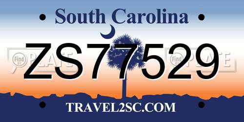 ZS77529 South Carolina License Plate