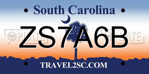 ZS7A6B South Carolina License Plate
