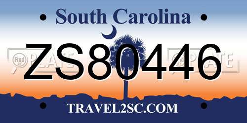 ZS80446 South Carolina License Plate