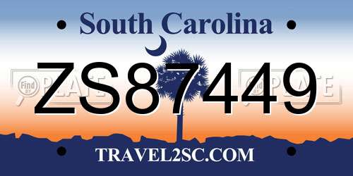 ZS87449 South Carolina License Plate