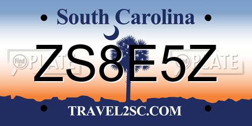 ZS8E5Z South Carolina License Plate