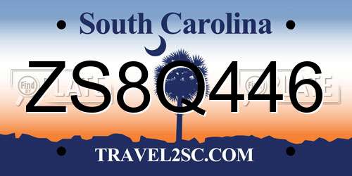 ZS8Q446 South Carolina License Plate