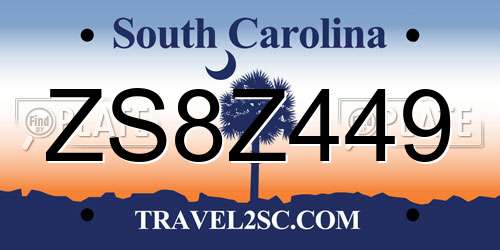 ZS8Z449 South Carolina License Plate